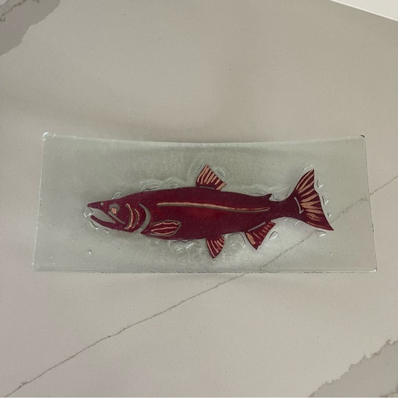 Vintage Jones Glassmaker Salmon Fish Platter Dish - Picture 4 of 10
